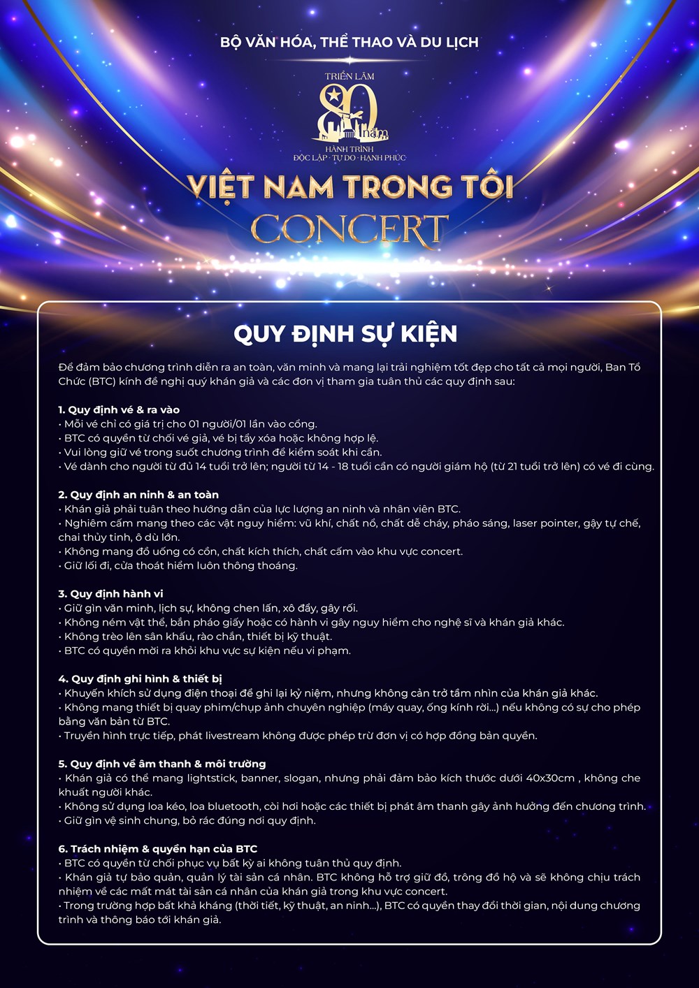 Ban Tổ chức công bố quy định chính thức để đảm bảo an toàn và trải nghiệm trọn vẹn - ảnh 1