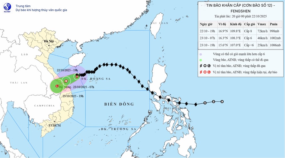 Dự báo thời tiết 22.10: Bão số 12 đổ bộ, gây mưa to đến rất to - ảnh 1