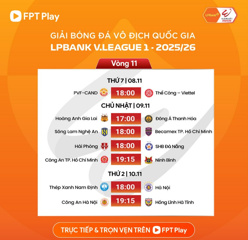 Lịch thi đấu vòng 11 V.League: 5 đội cùng 7 điểm tiếp tục cuộc đua sinh tồn - ảnh 2