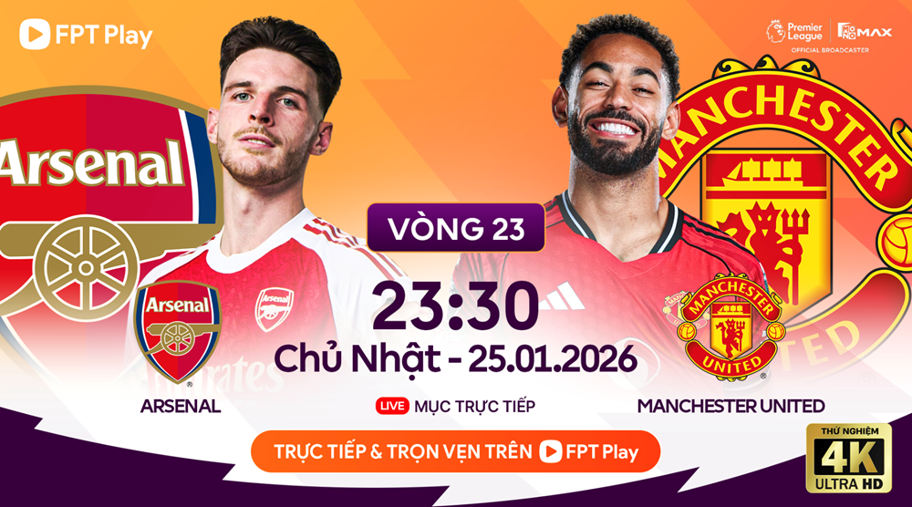 Link xem trực tiếp Arsenal vs Man United, 23h30 ngày 25.1, vòng 23 Ngoại hạng Anh - ảnh 1