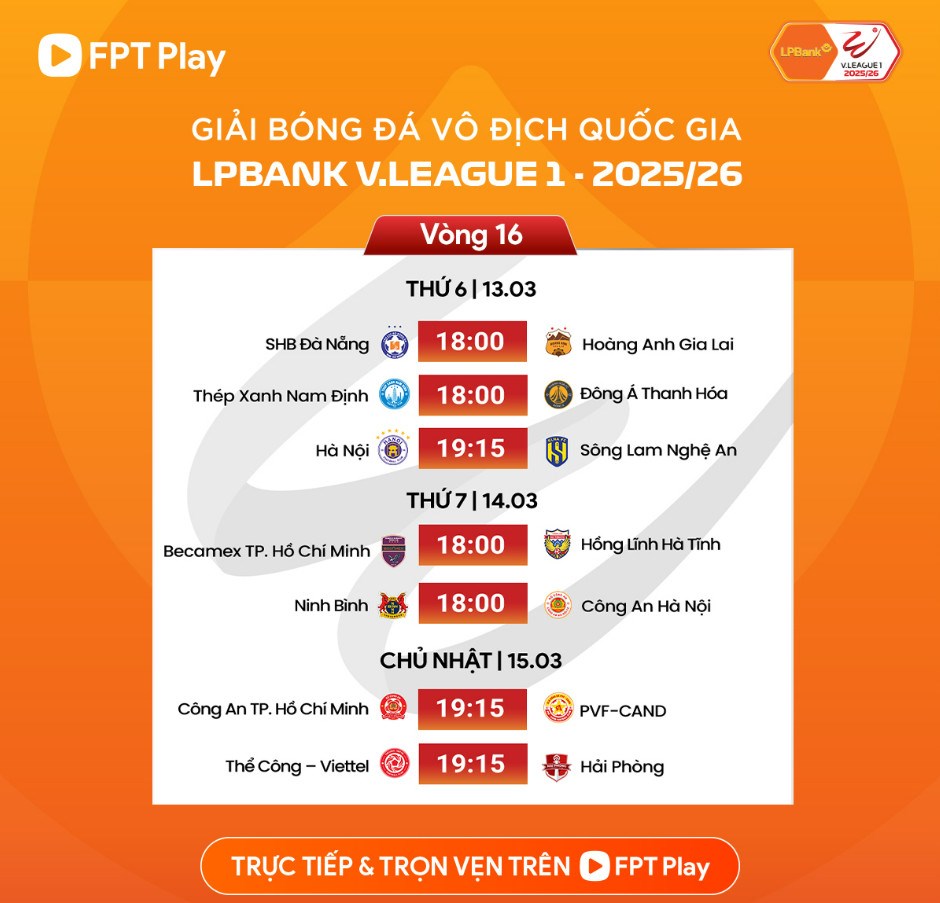 Lịch thi đấu vòng 16 V.League: Đường đua vô địch lại dậy sóng - ảnh 2