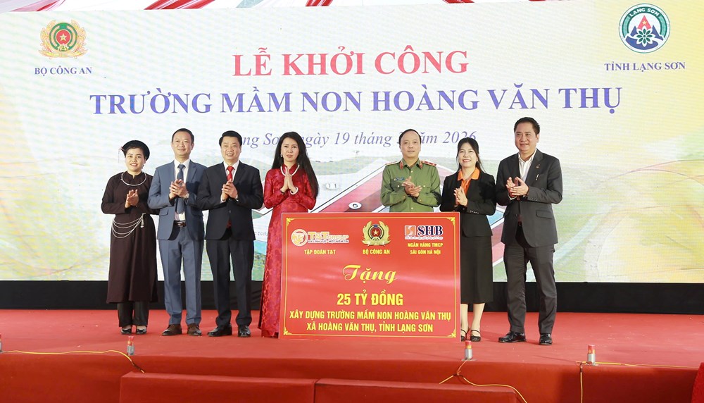 T&T Group và SHB đồng hành cùng Bộ Công an xây dựng Trường mầm non Hoàng Văn Thụ tại Lạng Sơn - ảnh 1