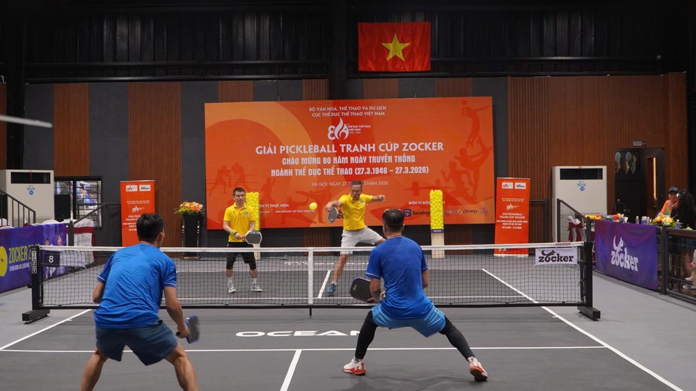 Sôi nổi Giải Pickleball tranh Cúp Zocker chào mừng 80 năm Ngày Truyền thống ngành Thể dục Thể thao Việt Nam - ảnh 1