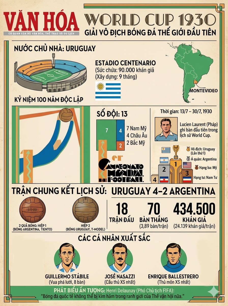 Lịch sử World Cup 1930: Bóng đá lên tàu vượt đại dương - ảnh 1