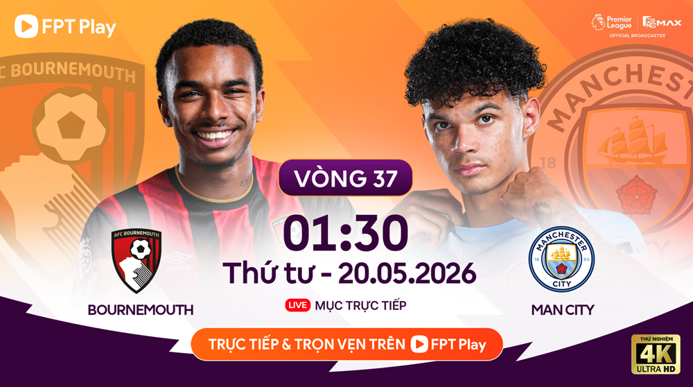 Link xem trực tiếp Bournemouth vs Man City, 1h30 ngày 20.5 - vòng 37 Ngoại hạng Anh - ảnh 1