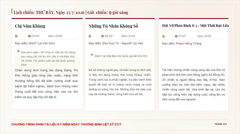 Chiếu miễn phí 9 phim tài liệu kỷ niệm 79 năm Ngày Thương binh - Liệt sĩ - ảnh 3