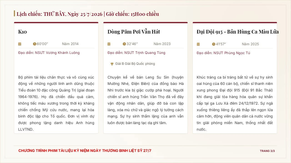 Chiếu miễn phí 9 phim tài liệu kỷ niệm 79 năm Ngày Thương binh - Liệt sĩ - ảnh 4