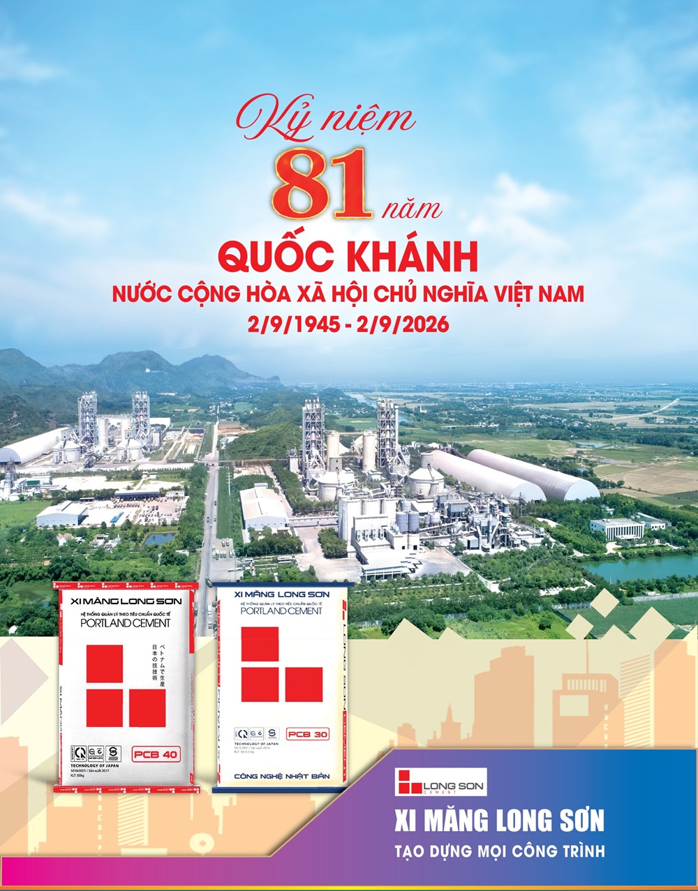 Công ty xi măng Long Sơn chúc mừng ngày Quốc khánh 2.9 - ảnh 1
