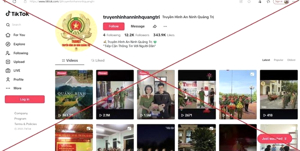 Kênh Tiktok 'Truyền hình An ninh Quảng Trị' giả mạo phát tán nhiều nội dung phản cảm - ảnh 1
