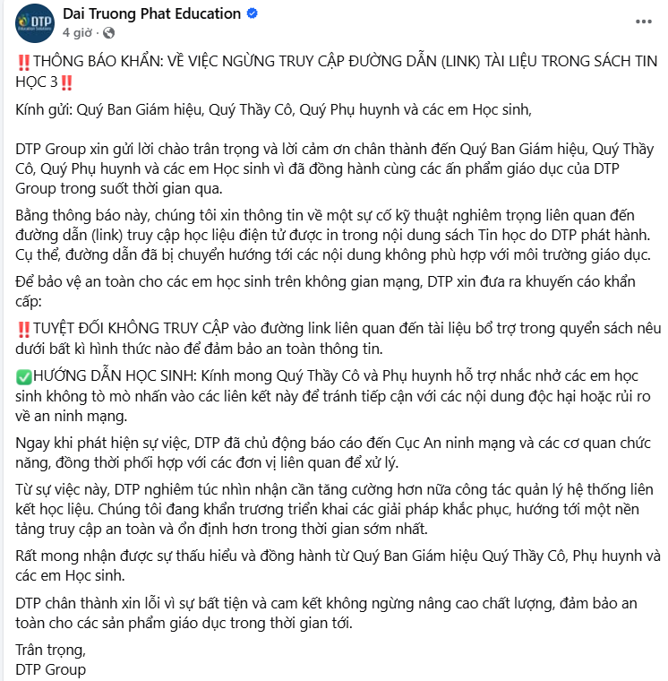 Sách Tin học lớp 3 có chứa web “đen”, đơn vị phát hành ra thông báo khẩn - ảnh 2