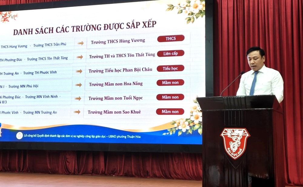 Phường trung tâm ở Huế công bố thành lập các trường học sau sắp xếp - ảnh 2