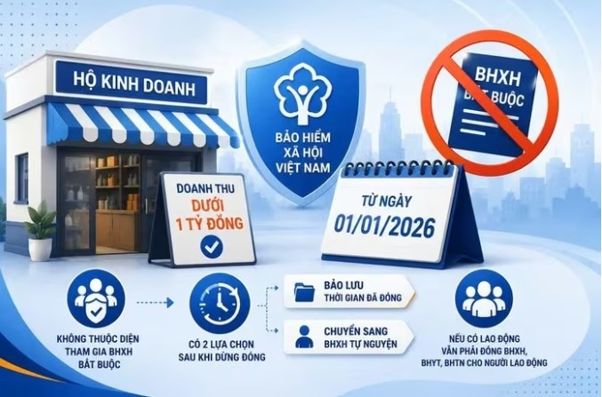 Chủ hộ kinh doanh dưới 1 tỉ đồng được dừng đóng BHXH bắt buộc từ năm 2026 - ảnh 1