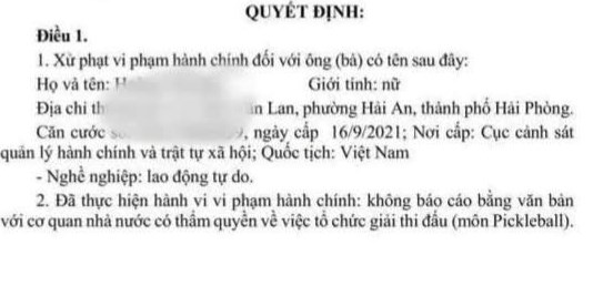 Hải Phòng: Một cá nhân tự đứng ra tổ chức giải pickleball bị xử phạt - ảnh 1