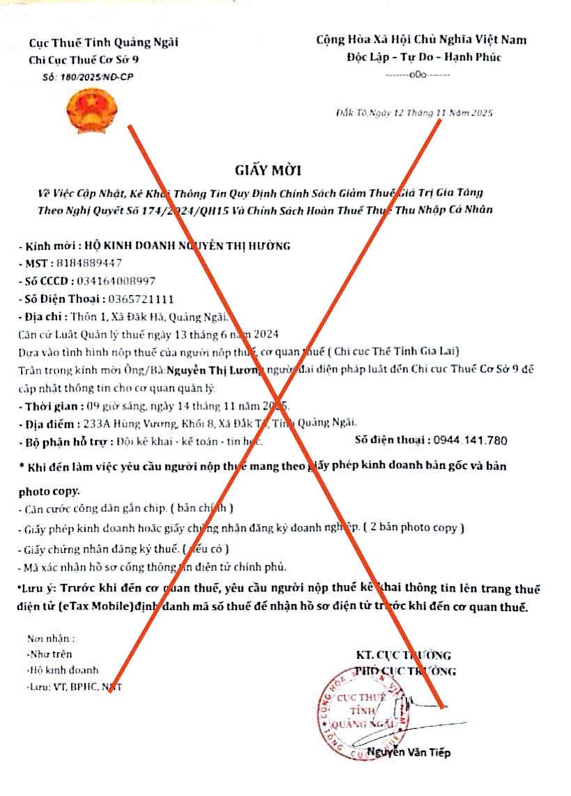Xuất hiện giấy mời giả, mạo danh cơ quan thuế - ảnh 1