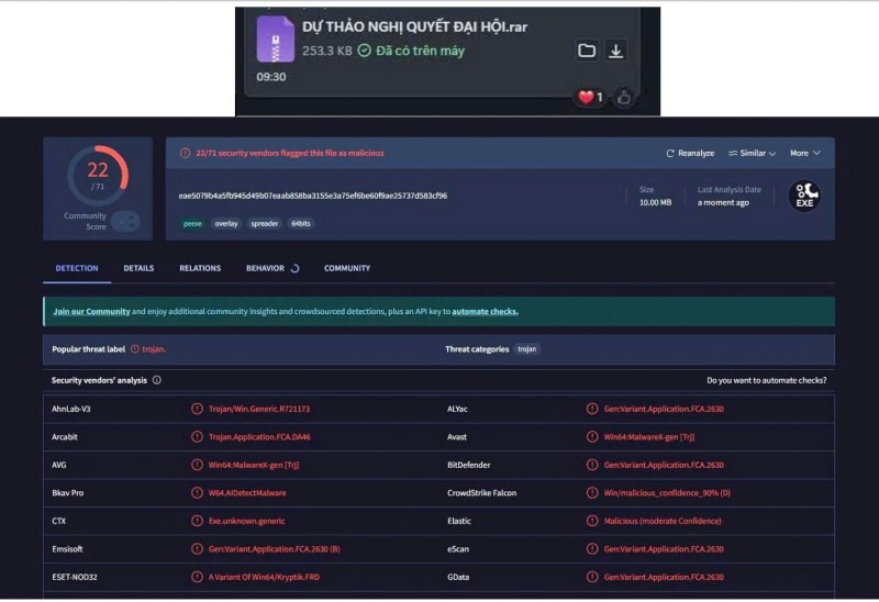 Cảnh báo thủ đoạn lợi dụng sự kiện Đại hội Đảng các cấp để tán phát mã độc - ảnh 1