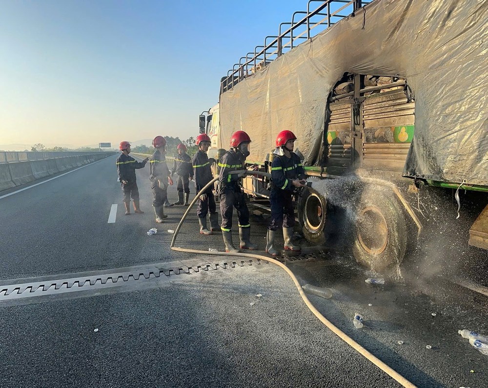 Xe chở hàng đang lưu thông bốc cháy dữ dội trên Quốc lộ 1A - ảnh 3