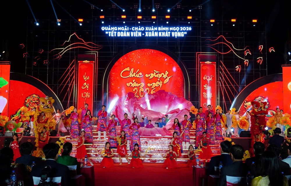 Pháo hoa rực rỡ bầu trời Quảng Ngãi chào đón năm mới Bính Ngọ - ảnh 1