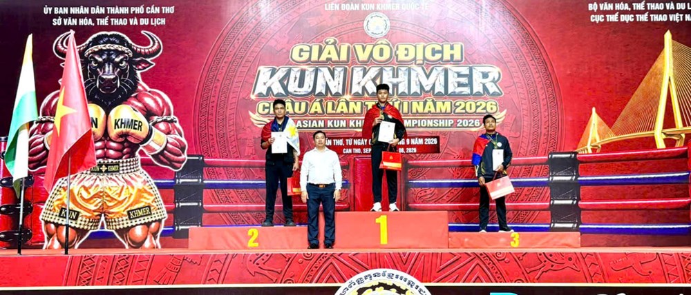 Võ sĩ wushu Quảng Ngãi góp 3 HCV, tạo dấu ấn tại đấu trường Kun Khmer châu Á - ảnh 1