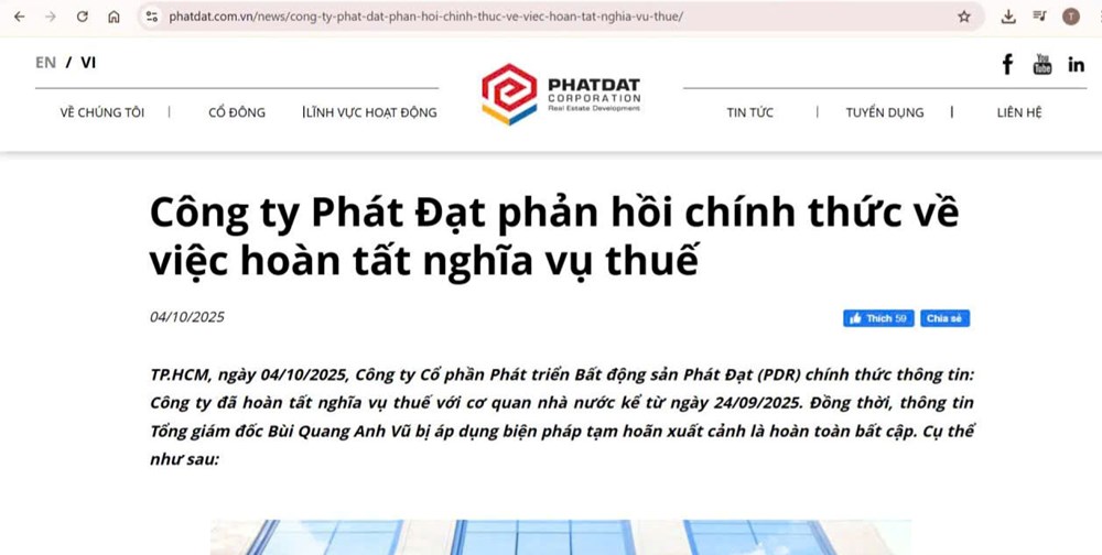 BĐS Phát Đạt phản hồi trước thông tin Tổng Giám đốc Bùi Quang Anh Vũ bị tạm hoãn xuất cảnh? - ảnh 2