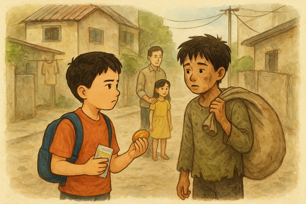 Theo chân cậu bé ôm bao tải, sự thật khiến hai đứa trẻ không tin vào mắt mình - ảnh 1