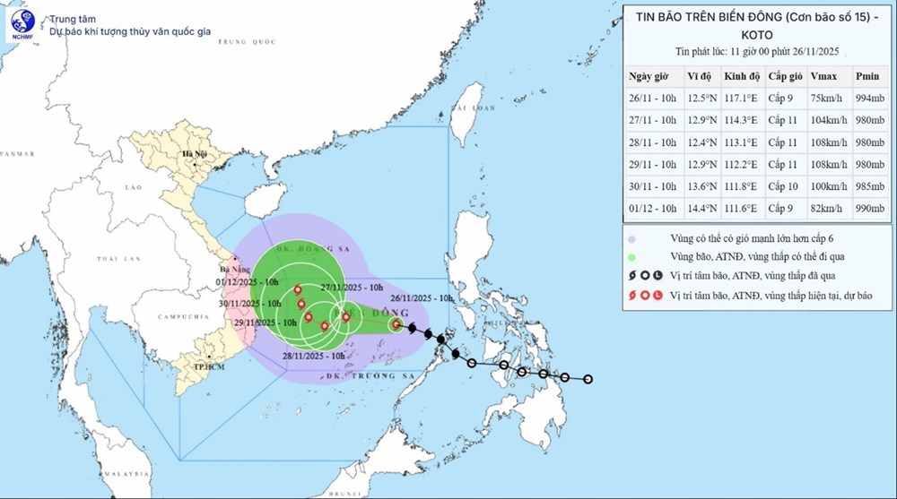 Bão số 15 Koto vào Biển Đông, hướng di chuyển phức tạp - ảnh 1
