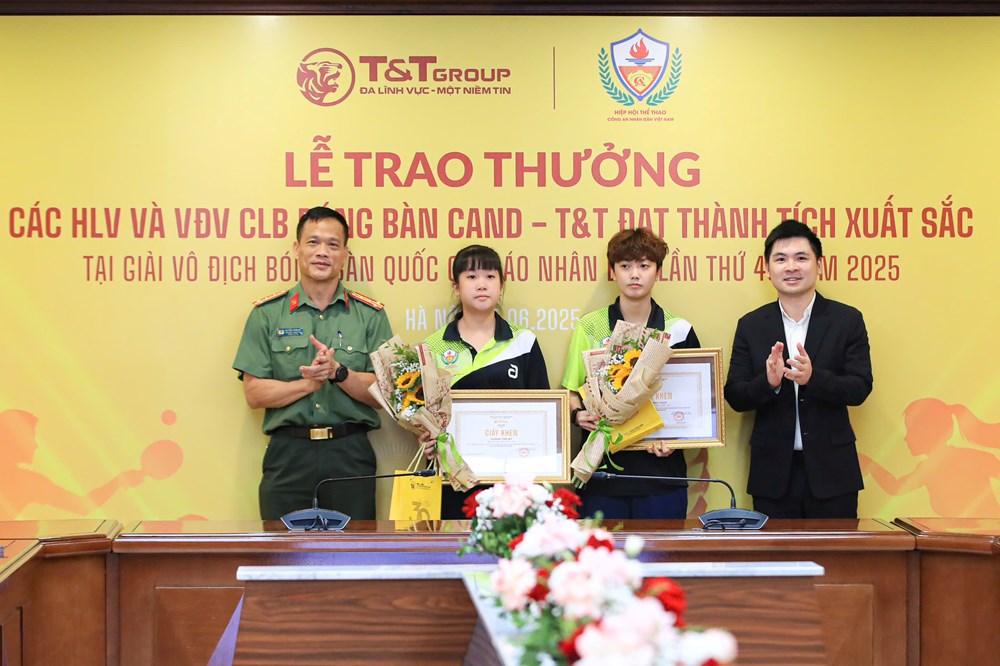 T&T Group trao thưởng hơn 1,2 tỉ đồng cho CLB Bóng bàn CAND-T&T - ảnh 2