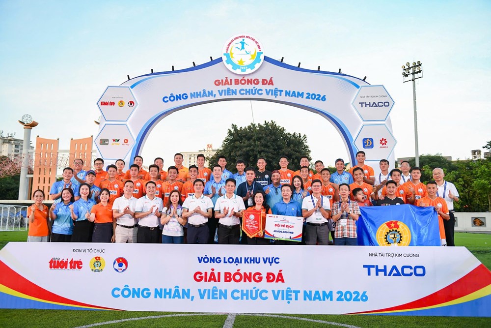 Công đoàn Ngân hàng Việt Nam vô địch vòng loại phía Bắc Giải bóng đá công nhân, viên chức Việt Nam 2026 - ảnh 1
