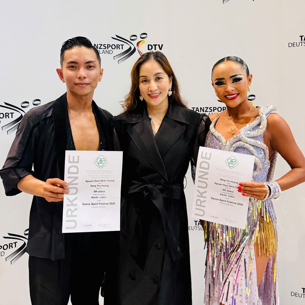 Khánh Thi dẫn dắt học trò thi đấu thành công tại Giải dancesport quốc tế - ảnh 3