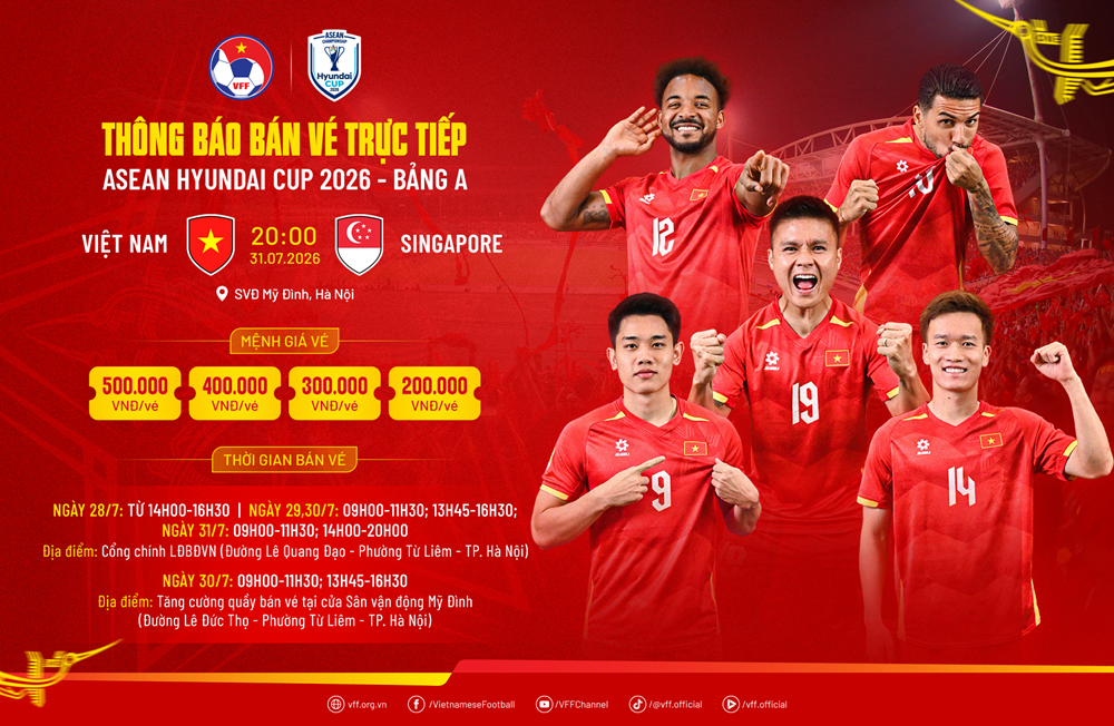 Bán vé trực tiếp trận đấu giữa đội tuyển Việt Nam và Singapore ngày 31.7 - ảnh 1