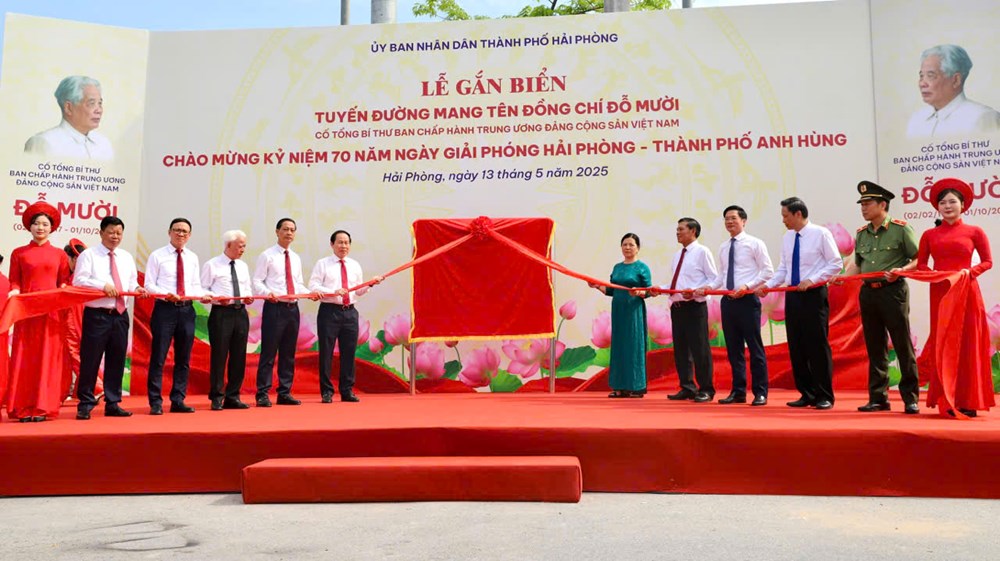 Hải Phòng gắn biển tuyến đường mang tên cố Tổng Bí thư Đỗ Mười - ảnh 1