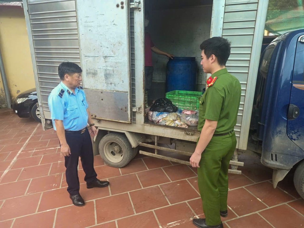 Chặn đứng xe tải vận chuyển lượng lớn nội tạng lợn bốc mùi ở Thái Nguyên - ảnh 1