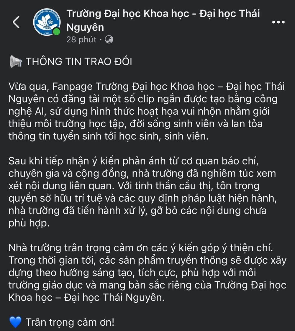 Các fanpage đồng loạt xóa video Doraemon quảng bá trường học ở Thái Nguyên - ảnh 2