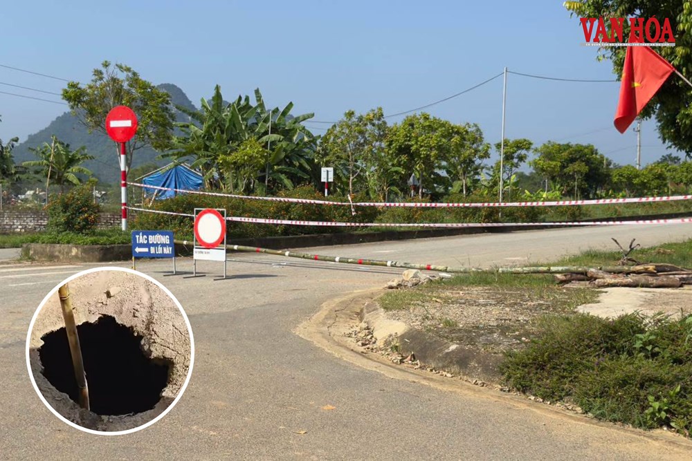 Quốc lộ 3B lại xuất hiện hố sụt “án ngữ” giữa lòng đường - ảnh 1