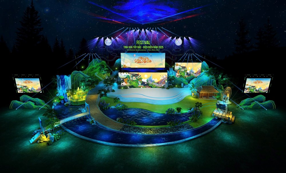 Hé lộ sân khấu khai mạc Festival Tinh hoa Tây Bắc - Điện Biên 2025  - ảnh 1