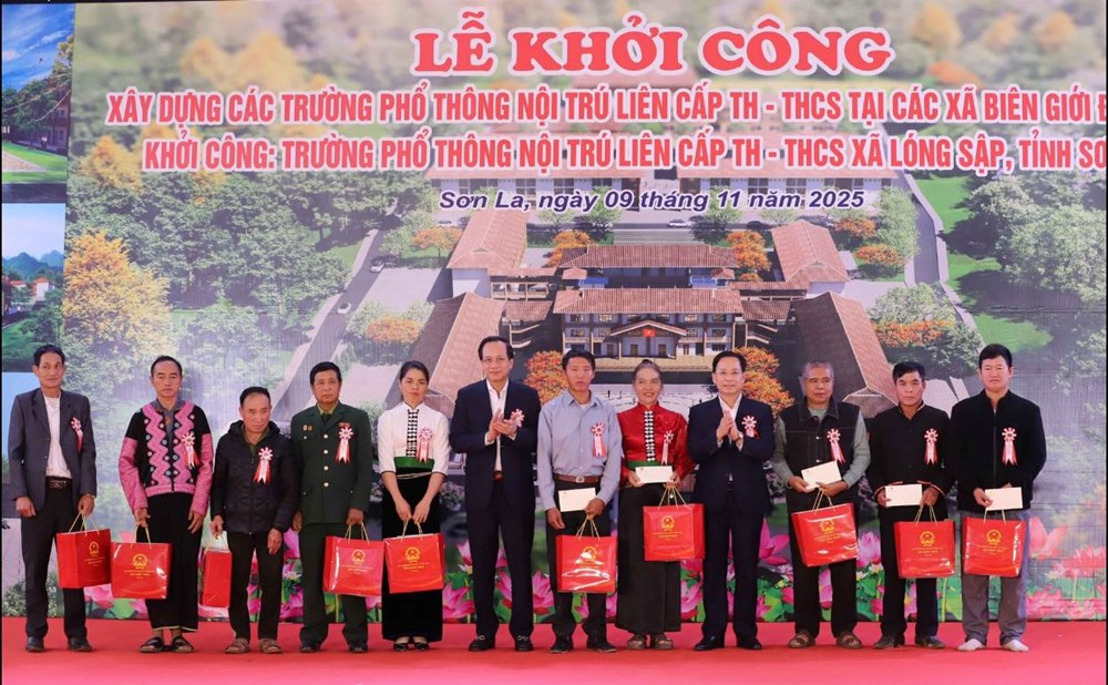 Sơn La khởi công dự án trường nội trú liên cấp tại xã biên giới Lóng Sập - ảnh 2