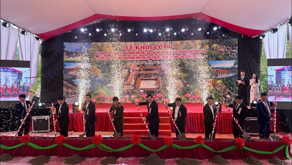 Sơn La khởi công dự án trường nội trú liên cấp tại xã biên giới Lóng Sập - ảnh 1