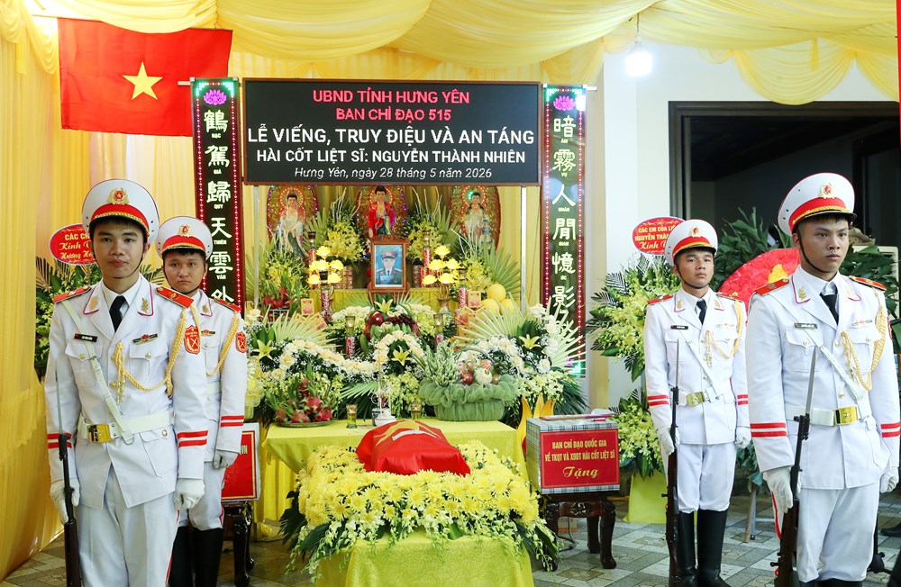 Trang trọng tổ chức Lễ truy điệu và an táng hài cốt liệt sĩ Nguyễn Thành Nhiên - ảnh 1