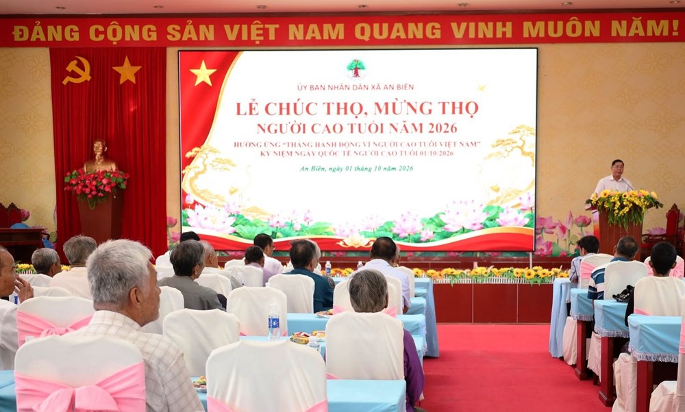 Xã An Biên chúc thọ, mừng thọ cho 578 người cao tuổi - ảnh 1
