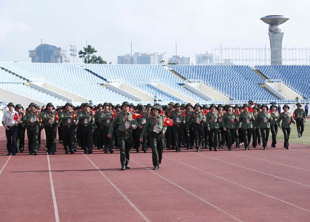 Hợp luyện lễ diễu binh, diễu hành A80 tại Sân vận động quốc gia Mỹ Đình  - ảnh 11