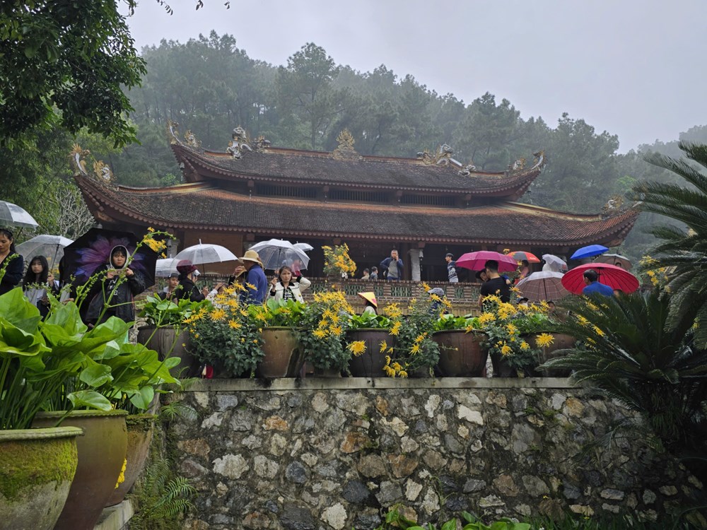 Khách thập phương đội mưa xuân vãn cảnh chùa Địa Tạng Phi Lai  - ảnh 3