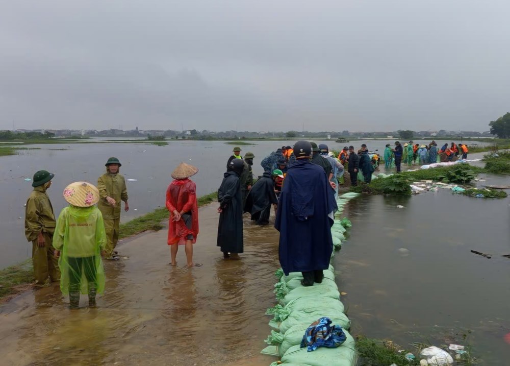 Chiến sĩ Lữ đoàn 28 gia cố hơn 2km đê, giúp dân chống ngập - ảnh 1