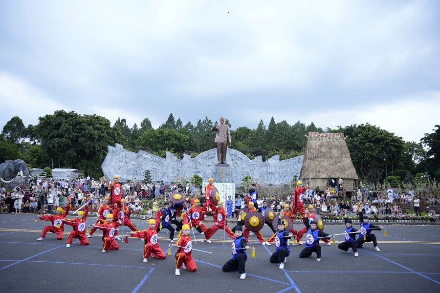 Gia Lai: Hấp dẫn màn biểu diễn võ thuật “Hào khí Tây Sơn” kết hợp Cờ người - ảnh 1