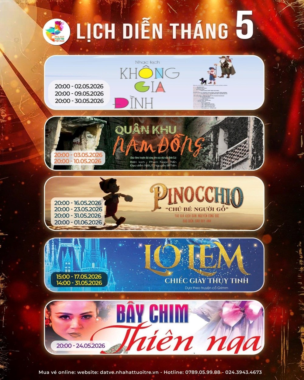 Đa sắc màu nghệ thuật trong lịch diễn tháng 5.2026 của Nhà hát Tuổi Trẻ Việt Nam - ảnh 1