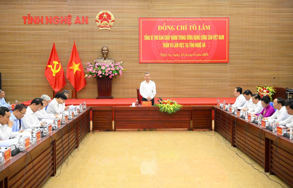 Tổng Bí thư Tô Lâm làm việc với Ban Thường vụ Tỉnh ủy Nghệ An - ảnh 3