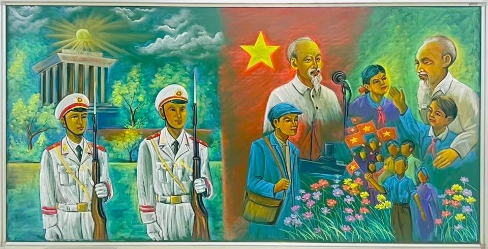 Thầy giáo “tái hiện” lịch sử mừng ngày Quốc khánh bằng phấn màu - ảnh 4