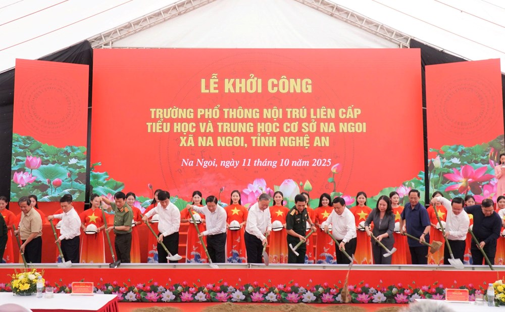 Tổng Bí thư Tô Lâm dự Lễ khởi công xây dựng Trường Phổ thông nội trú liên cấp ở Nghệ An - ảnh 2