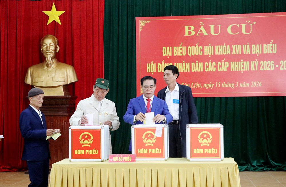 Cử tri Nghệ An rộn ràng, nô nức đi bầu cử - ảnh 1