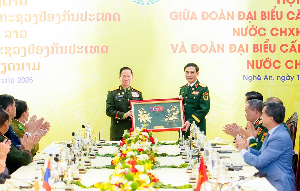 Hội đàm giữa Bộ trưởng Bộ Quốc phòng Việt Nam và Bộ trưởng Bộ Quốc phòng Lào - ảnh 6