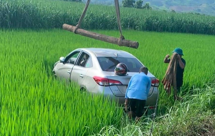 Phát hiện nam tài xế tử vong trong ô tô lao xuống ruộng lúa - ảnh 1