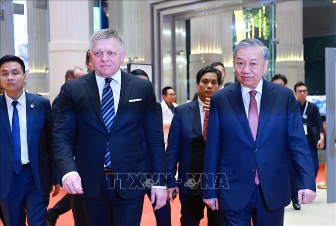 Tổng Bí thư, Chủ tịch nước và Thủ tướng Slovakia dự hòa nhạc hữu nghị Việt Nam - Slovakia - ảnh 1